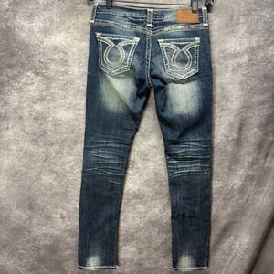 Big Star Jenae Skinny Jeans Womens 27 Dark Wash Faded Whiskered Low Rise Y2K